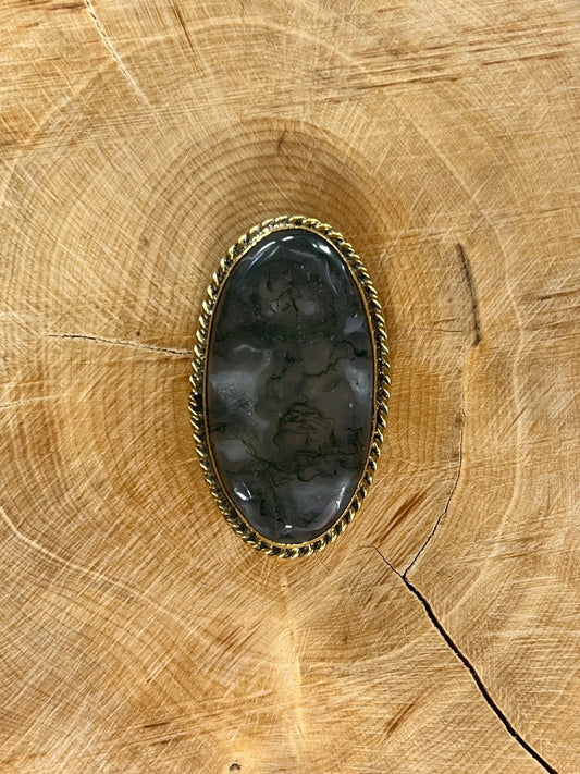 Agate sertie dorée n°D10 (3,3cm x 1,9cm) - Solyluna Macramé