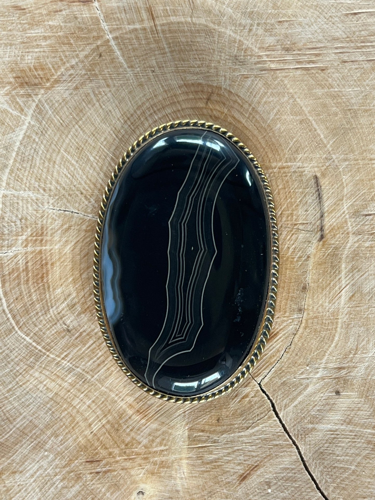 Agate sertie dorée n°D10 (4,3cm x 2,9cm) - Solyluna Macramé