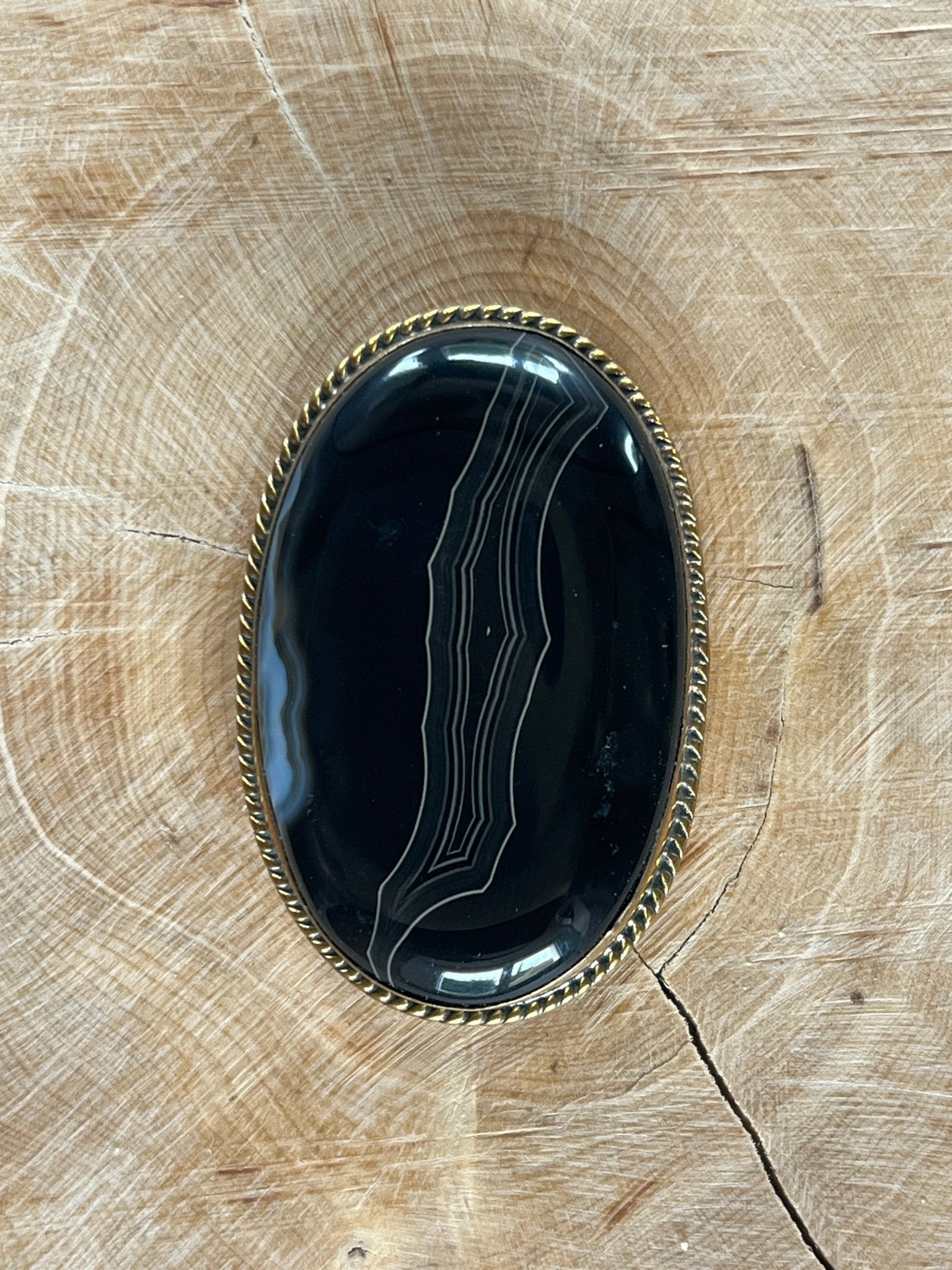 Agate sertie dorée n°D10 (4,3cm x 2,9cm) - Solyluna Macramé