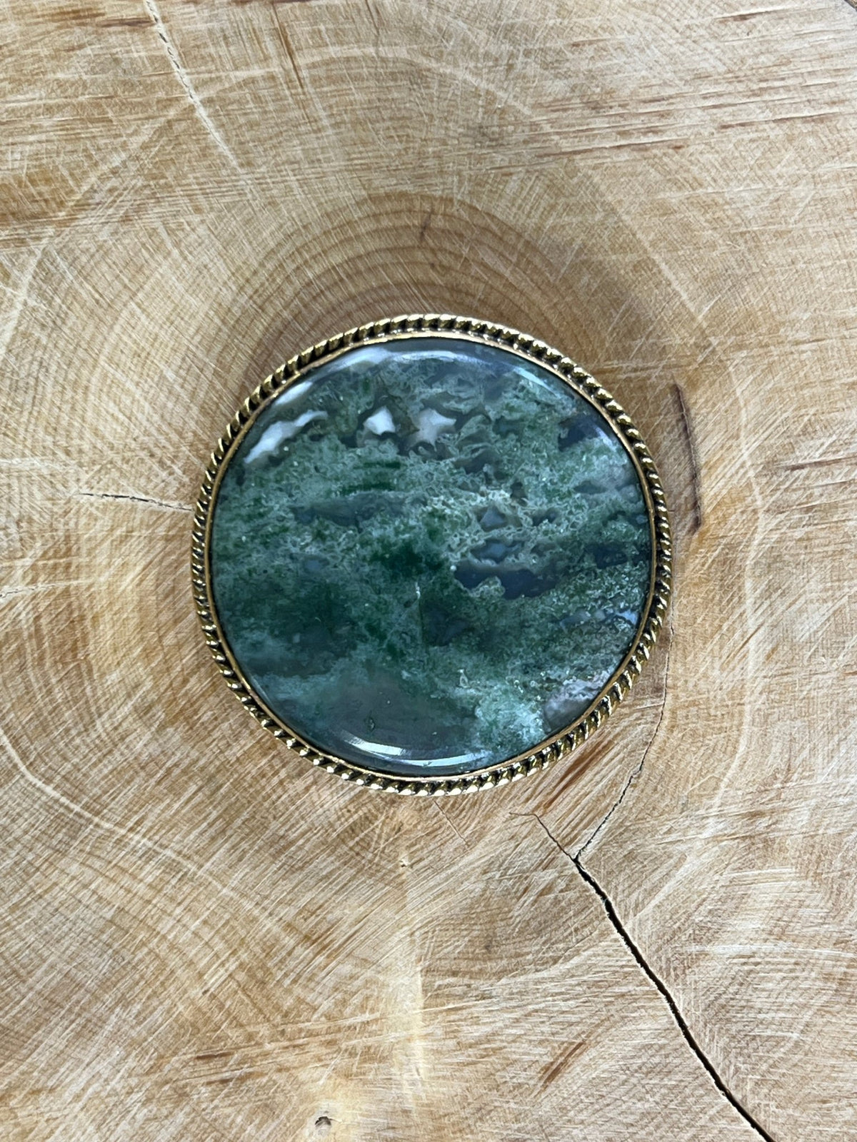 Agate sertie dorée n°D3 (3,2cm de diamètre) - Solyluna Macramé