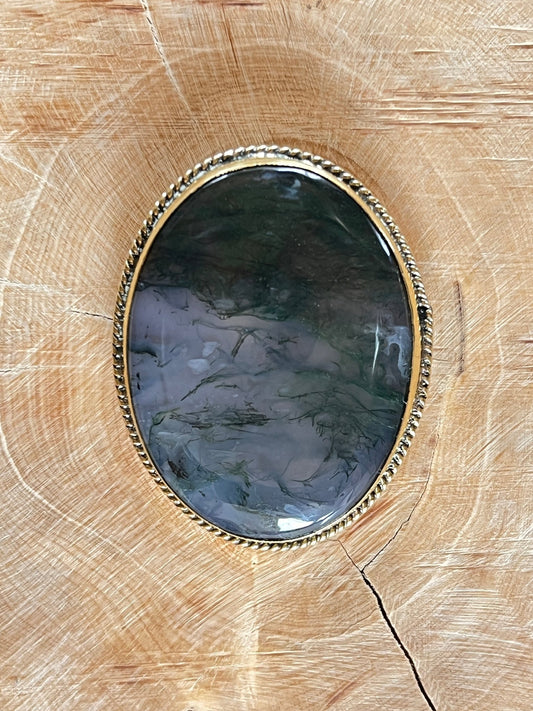 Agate sertie dorée n°D3 (4,3cm x 3,3cm) - Solyluna Macramé