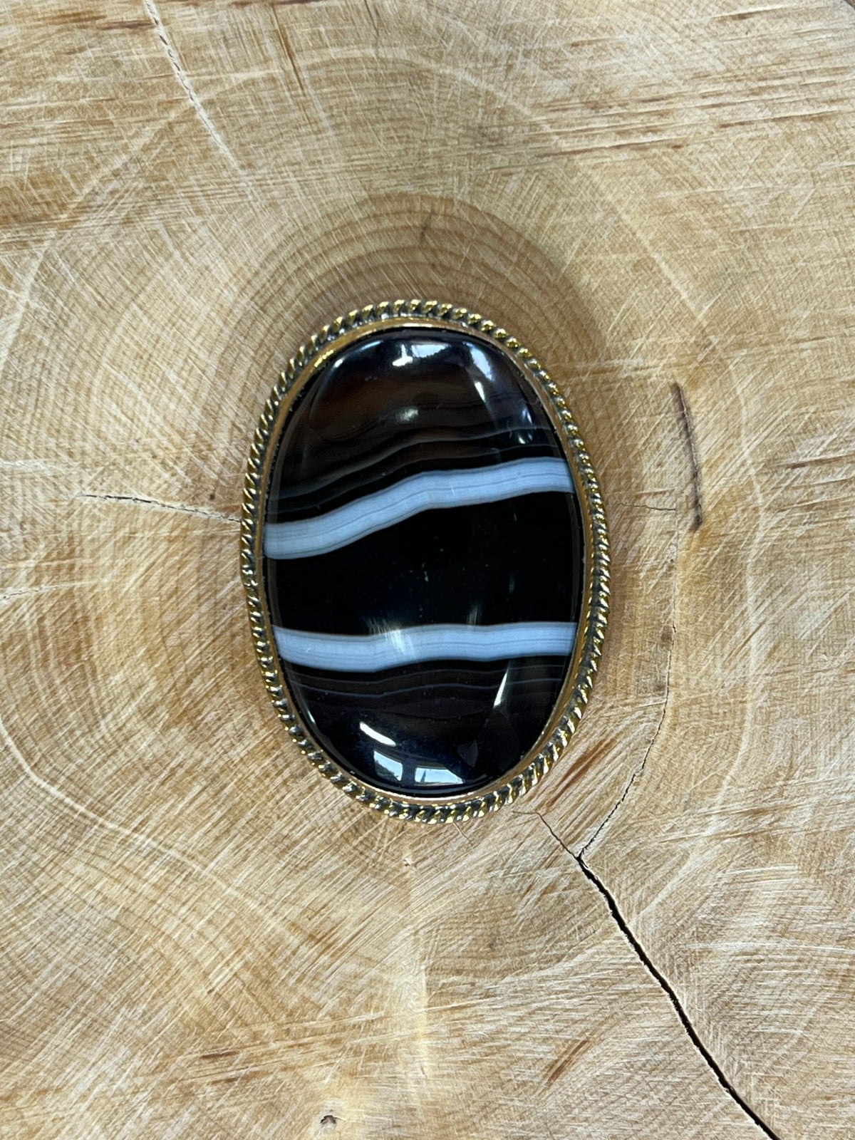 Agate sertie dorée n°D4 (3,5cm x 2,4cm) - Solyluna Macramé