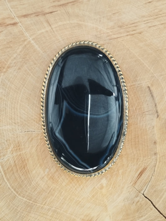 Agate sertie dorée n°D4 (4,1cm x 2,6cm) - Solyluna Macramé