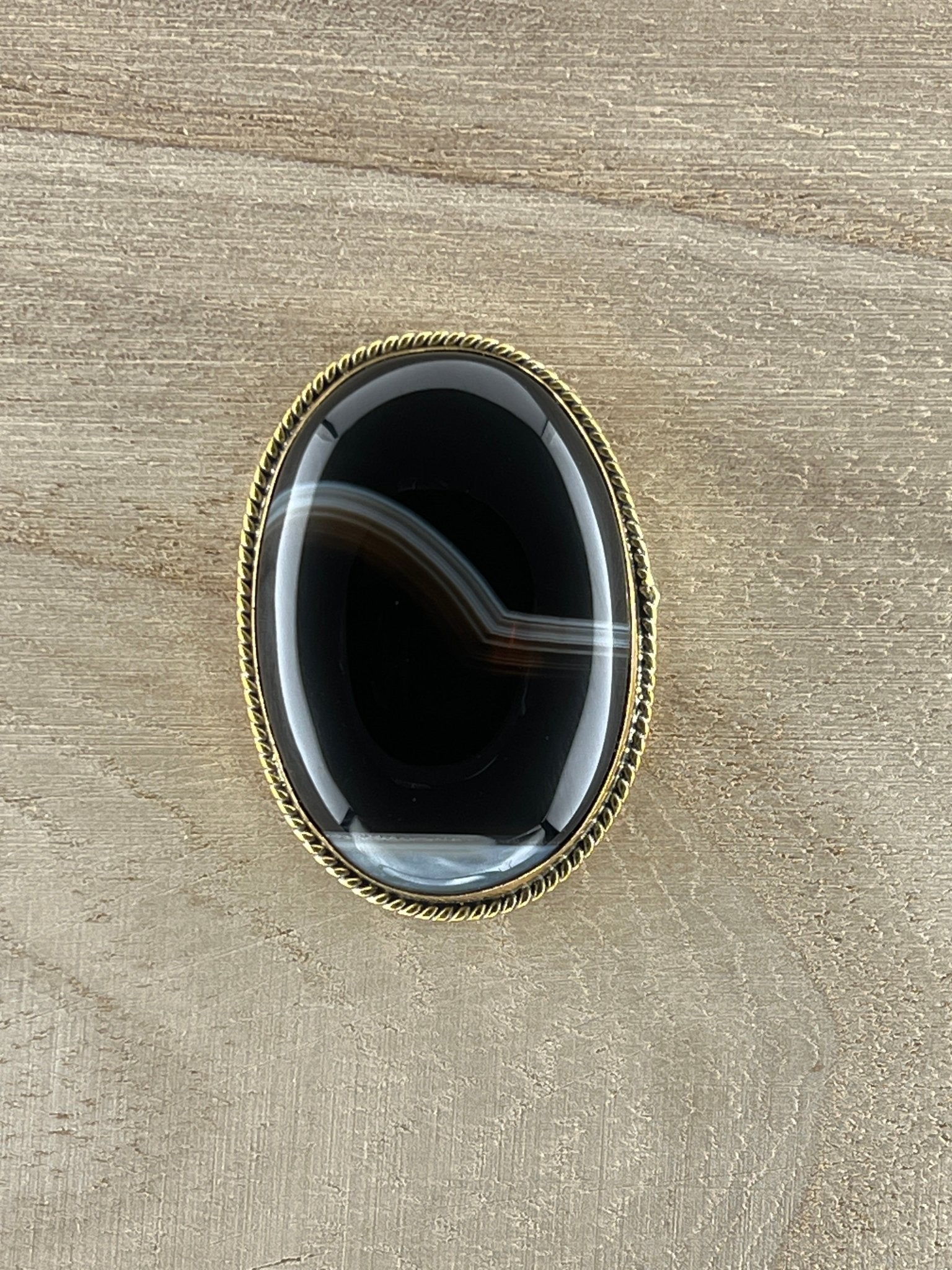 Agate sertie dorée n°D5 (3,8cm x 2,6cm) - Solyluna Macramé