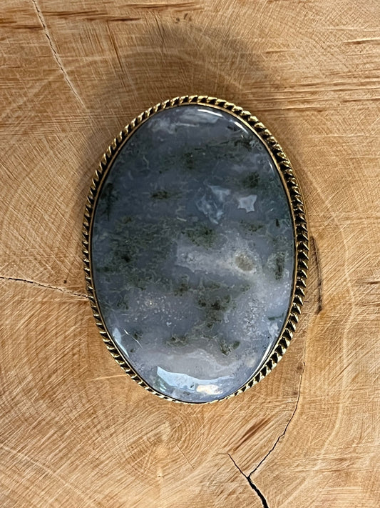 Agate sertie dorée n°D5 (3,8cm x 2,7cm) - Solyluna Macramé