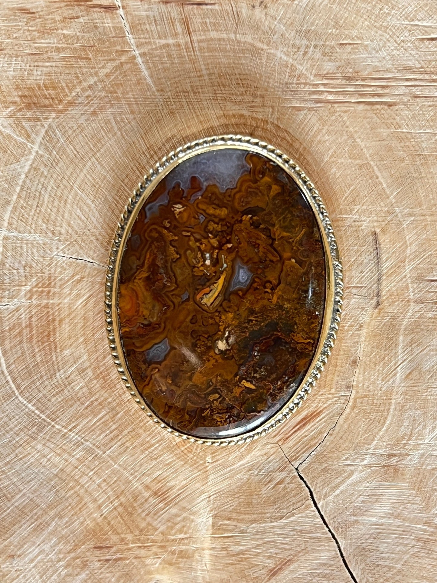 Agate sertie dorée n°D5 (4cm x 3,1cm) - Solyluna Macramé