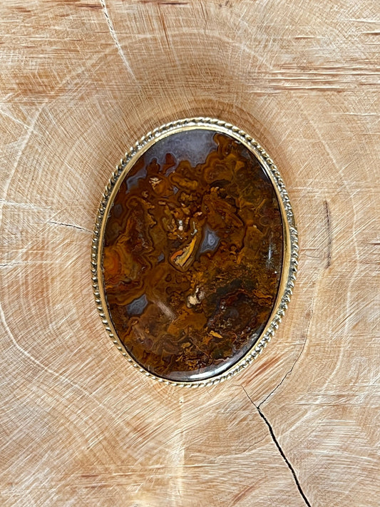 Agate sertie dorée n°D5 (4cm x 3,1cm) - Solyluna Macramé