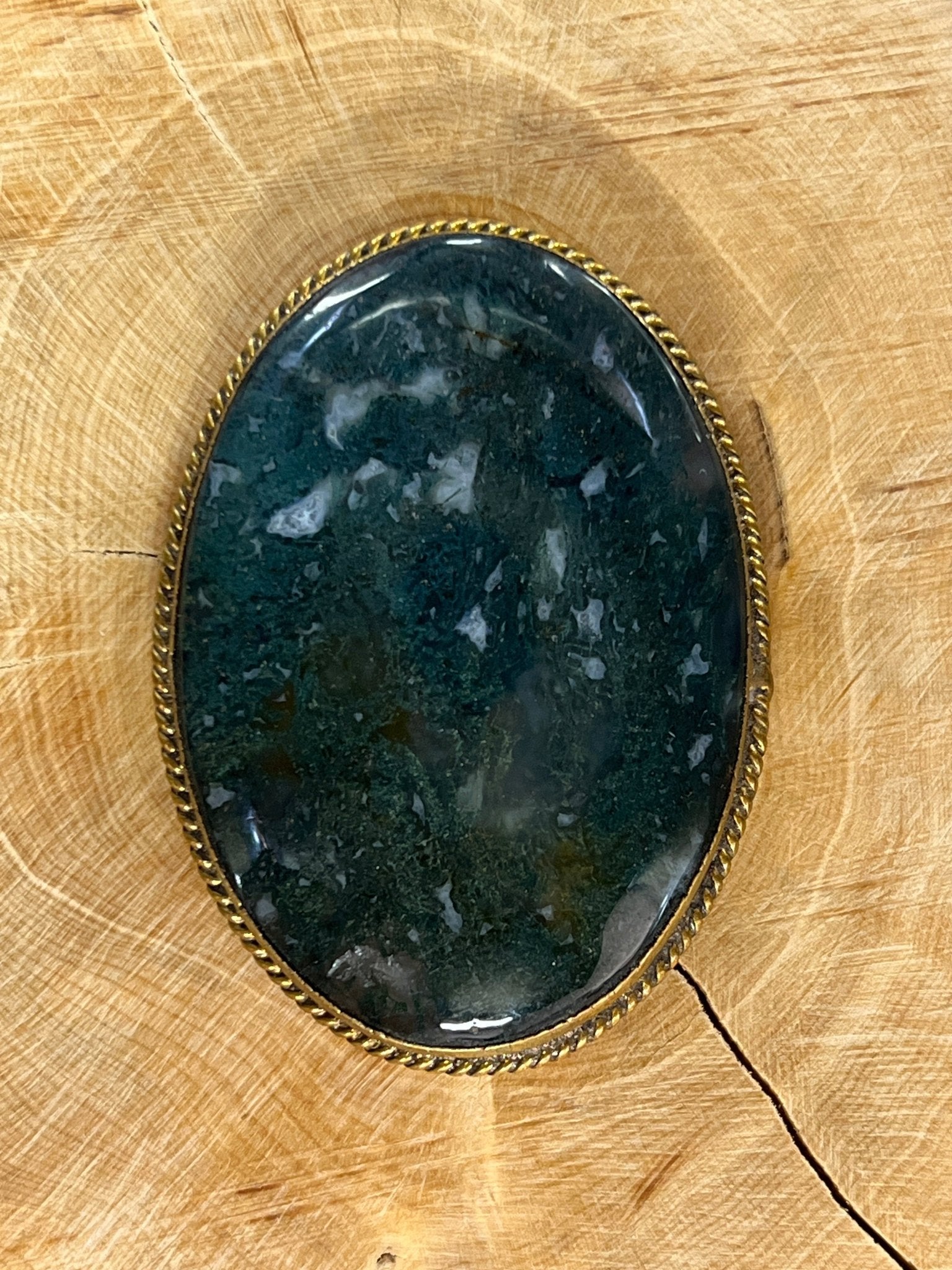 Agate sertie dorée n°D8 (5cm x 3,6cm) - Solyluna Macramé