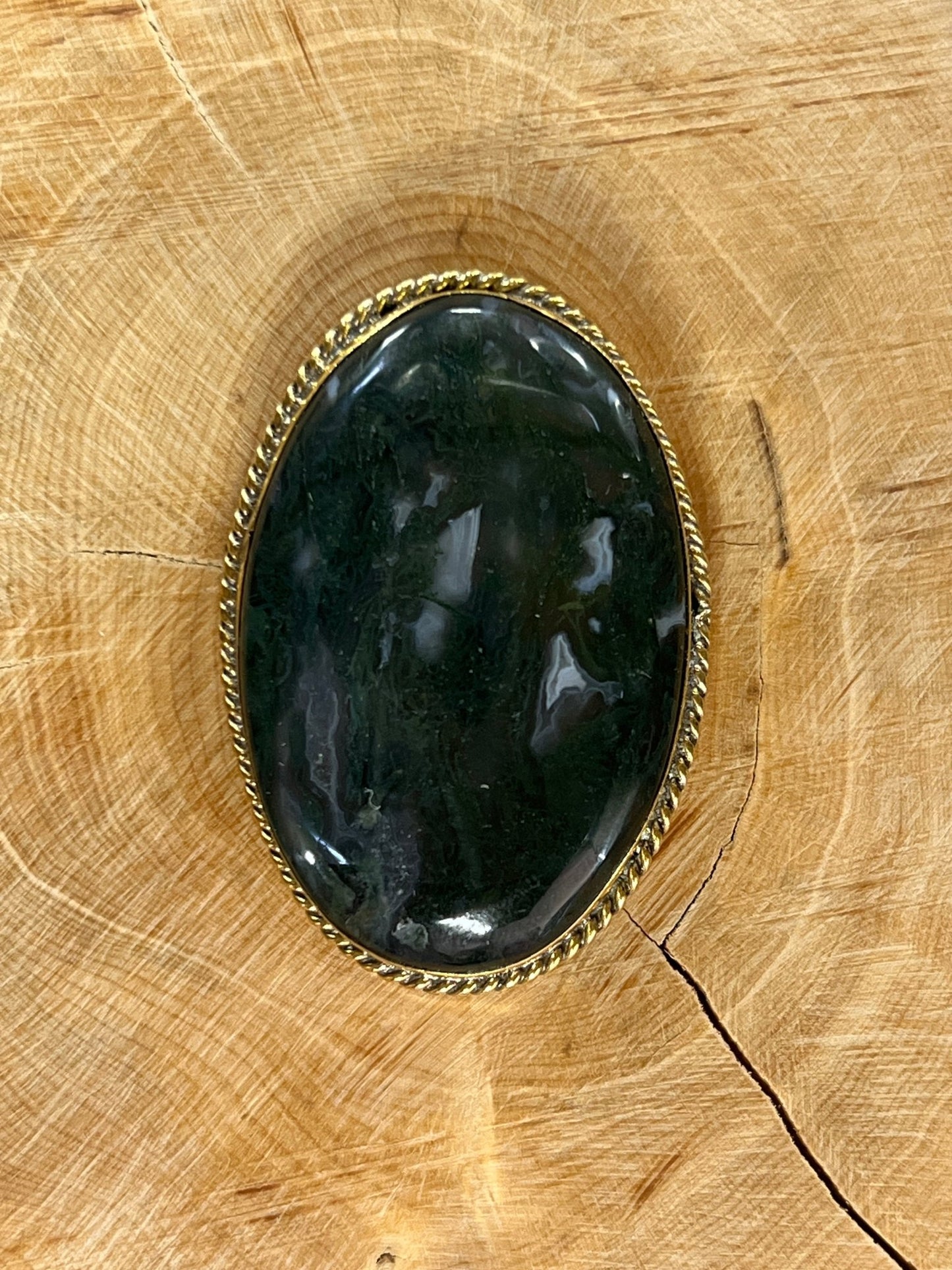 Agate sertie dorée n°D9 (4,3cm x 2,9cm) - Solyluna Macramé