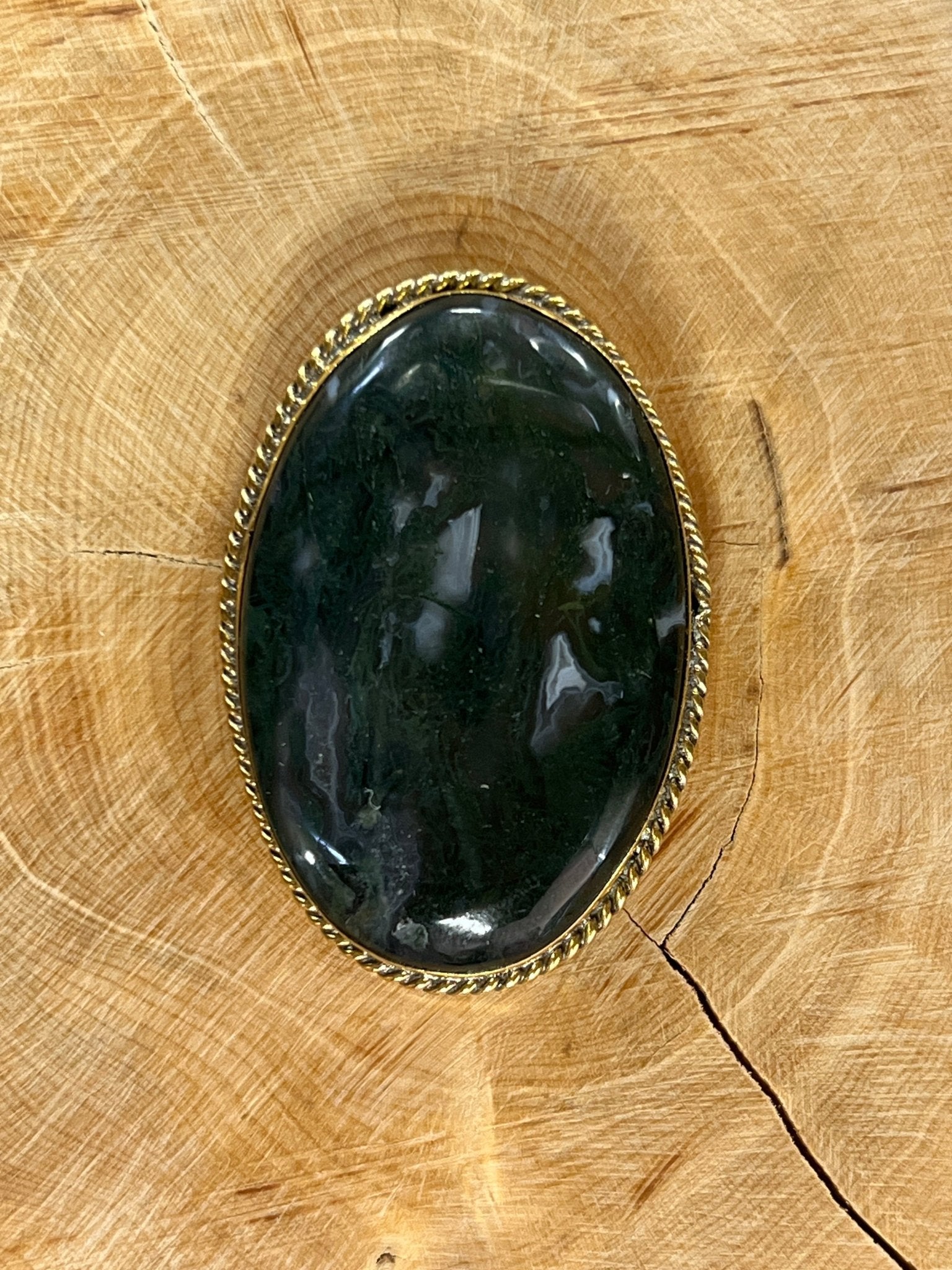 Agate sertie dorée n°D9 (4,3cm x 2,9cm) - Solyluna Macramé