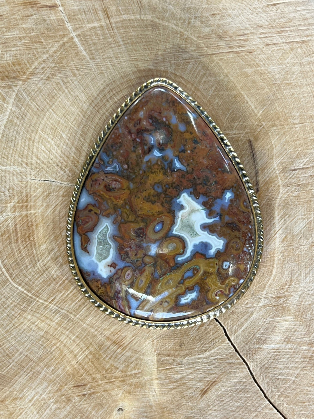 Agate sertie dorée n°D9 (4,6cm x 3,6cm) - Solyluna Macramé