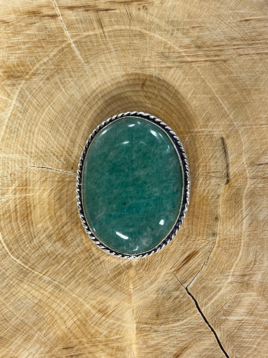 Amazonite sertie argenté n°A1 (3,1cm x 2,3cm) - Solyluna Macramé