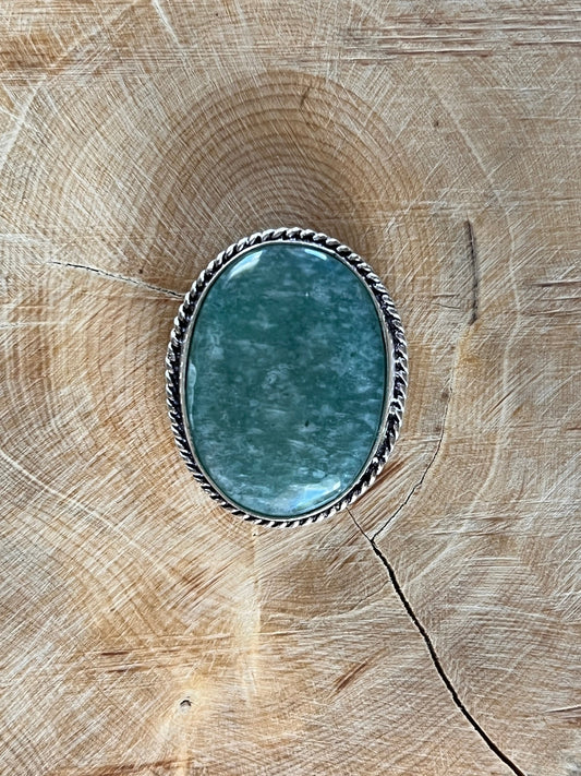 Amazonite sertie argenté n°A3 (2,9cm x 2,4cm) - Solyluna Macramé