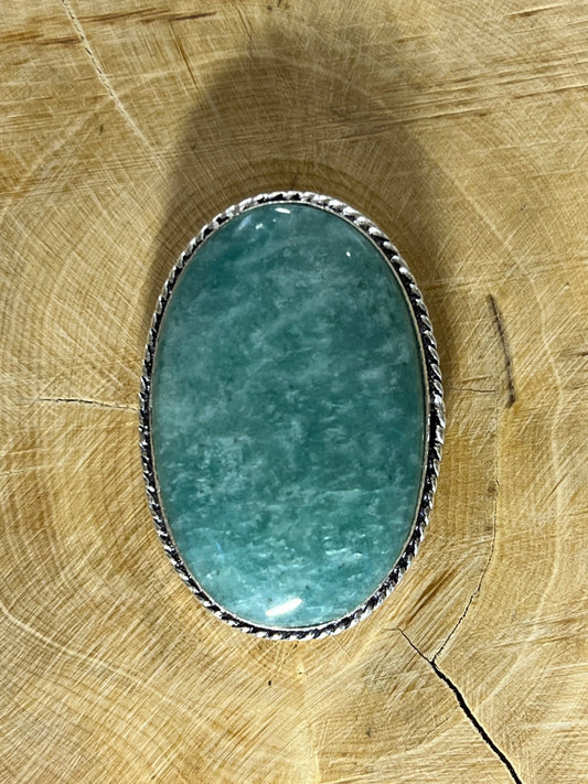 Amazonite sertie argenté n°A3 (4cm x 2,7cm) - Solyluna Macramé