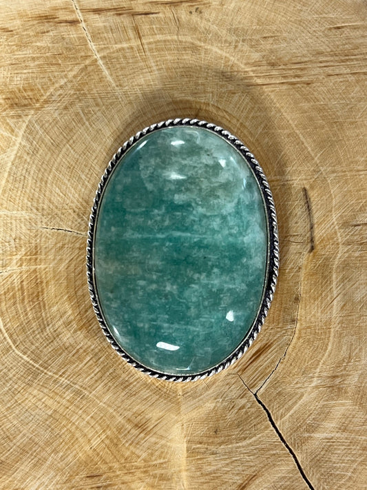 Amazonite sertie argenté n°A3 (4cm x 2,8cm) - Solyluna Macramé