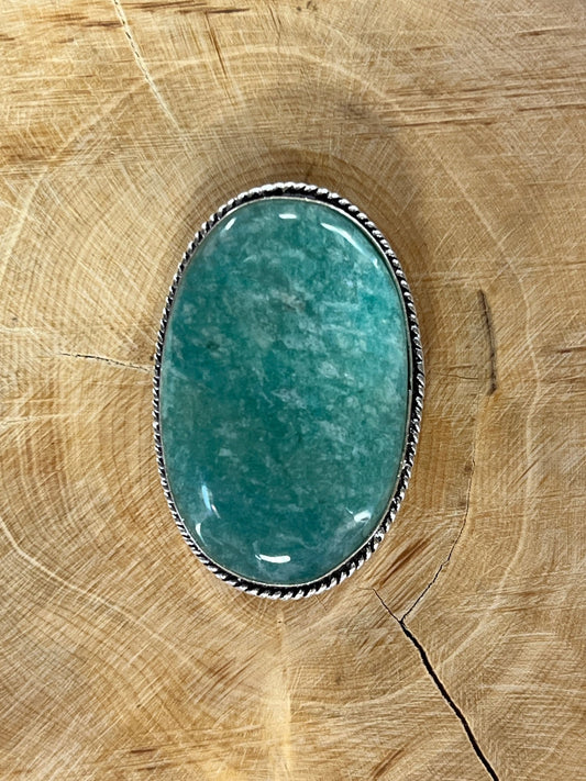 Amazonite sertie argenté n°A4 (3,5cm x 2,5cm) - Solyluna Macramé
