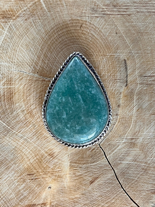 Amazonite sertie argenté n°A4 (3,5cm x 2,5cm) - Solyluna Macramé