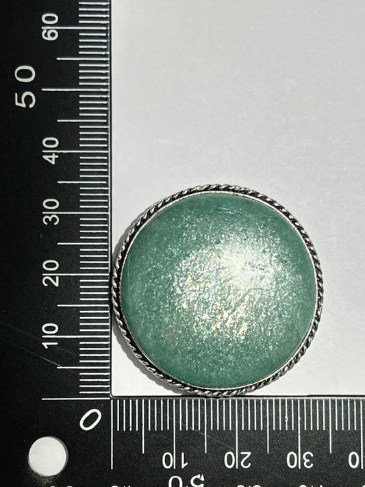 Amazonite sertie argenté n°A5 (3,4cm de diamètre) - Solyluna Macramé