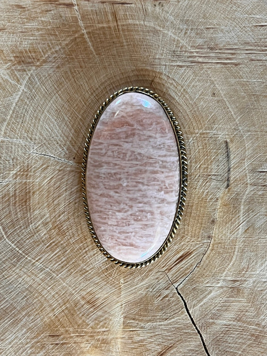 Amazonite sertie dorée n°D1 (3,8cm x 2,2cm) - Solyluna Macramé