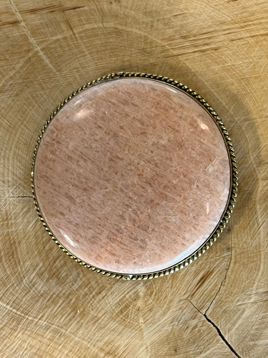 Amazonite sertie dorée n°D2 (3,8cm x 3,8cm) - Solyluna Macramé