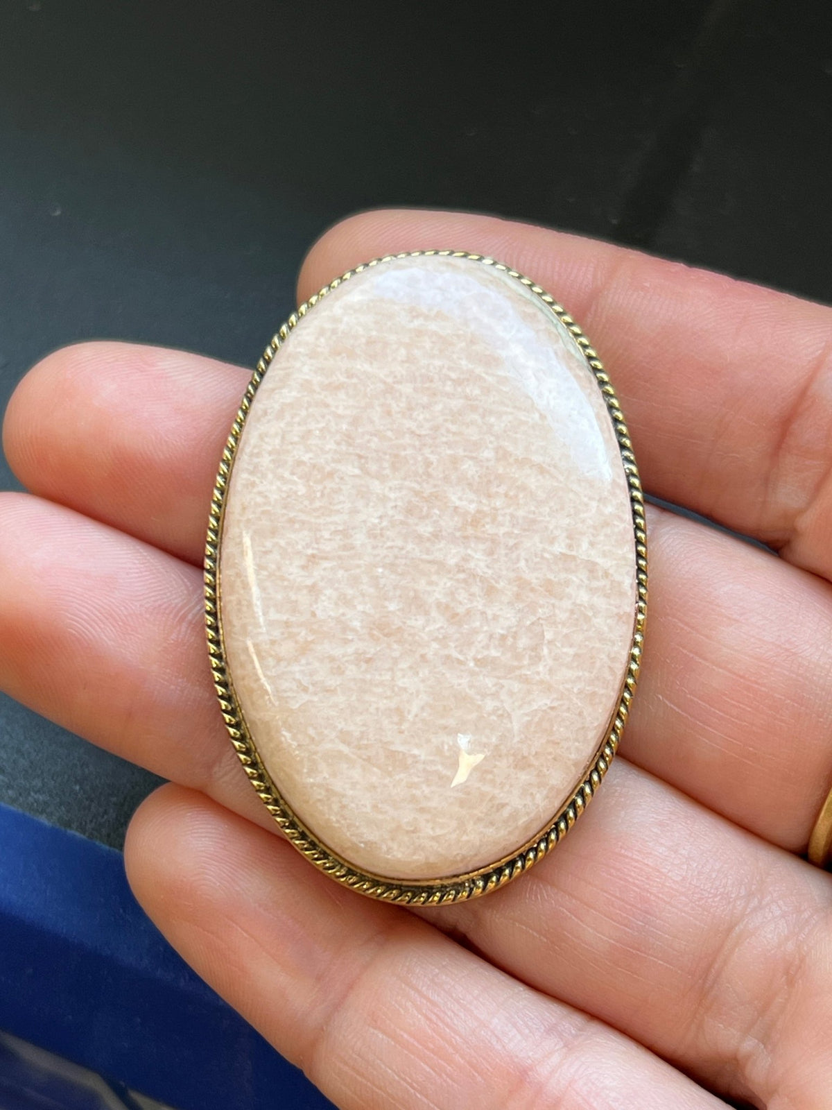Amazonite sertie dorée n°D2 (4,7cm x 3,1cm) - Solyluna Macramé