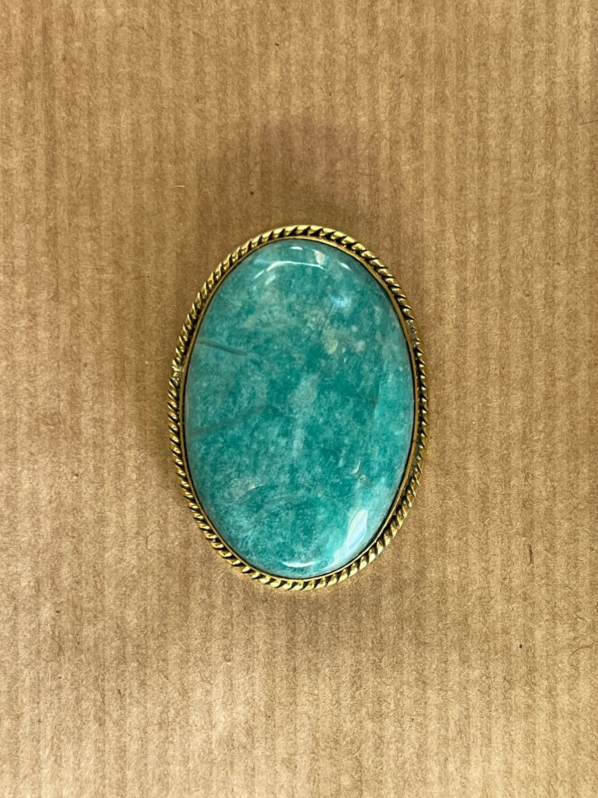 Amazonite sertie dorée n°D3 (3,5cm x 2,5cm) - Solyluna Macramé