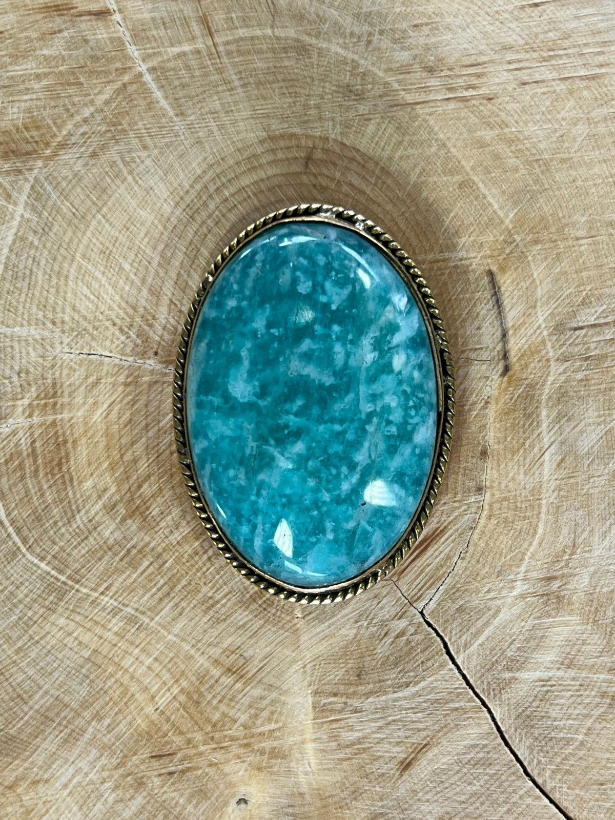 Amazonite sertie dorée n°D3 (3,7cm x 2,6cm) - Solyluna Macramé