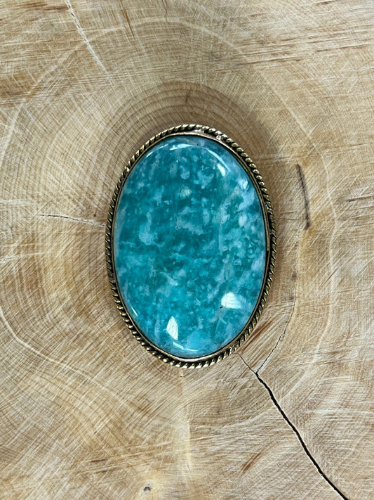 Amazonite sertie dorée n°D3 (3,7cm x 2,6cm) - Solyluna Macramé