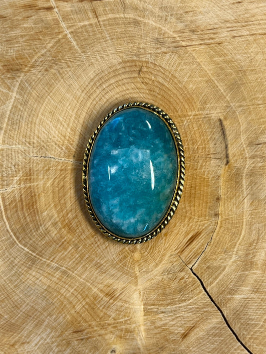 Amazonite sertie dorée n°D3 (3cm x 2,1cm) - Solyluna Macramé