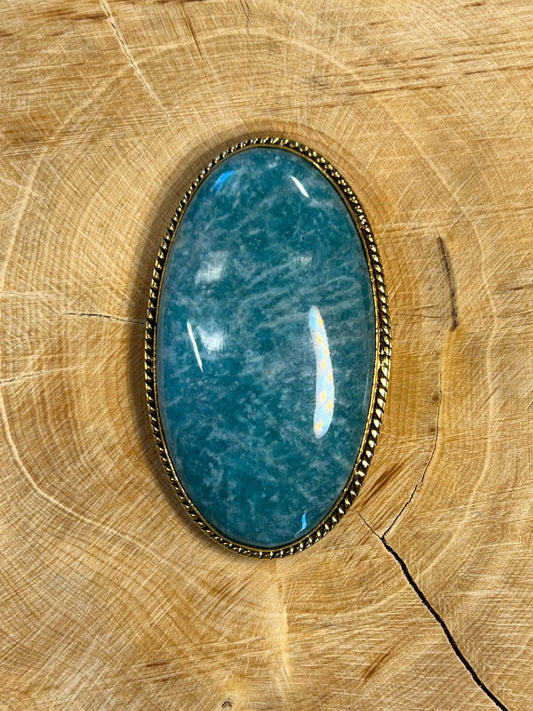 Amazonite sertie dorée n°D3 (4,5cm x 2,5cm) - Solyluna Macramé