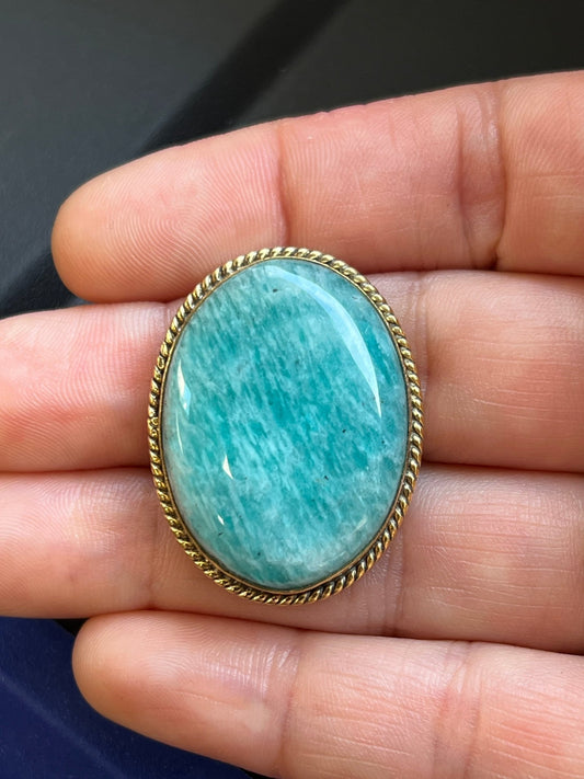 Amazonite sertie dorée n°D4 (3,1cm x 2,3cm) - Solyluna Macramé