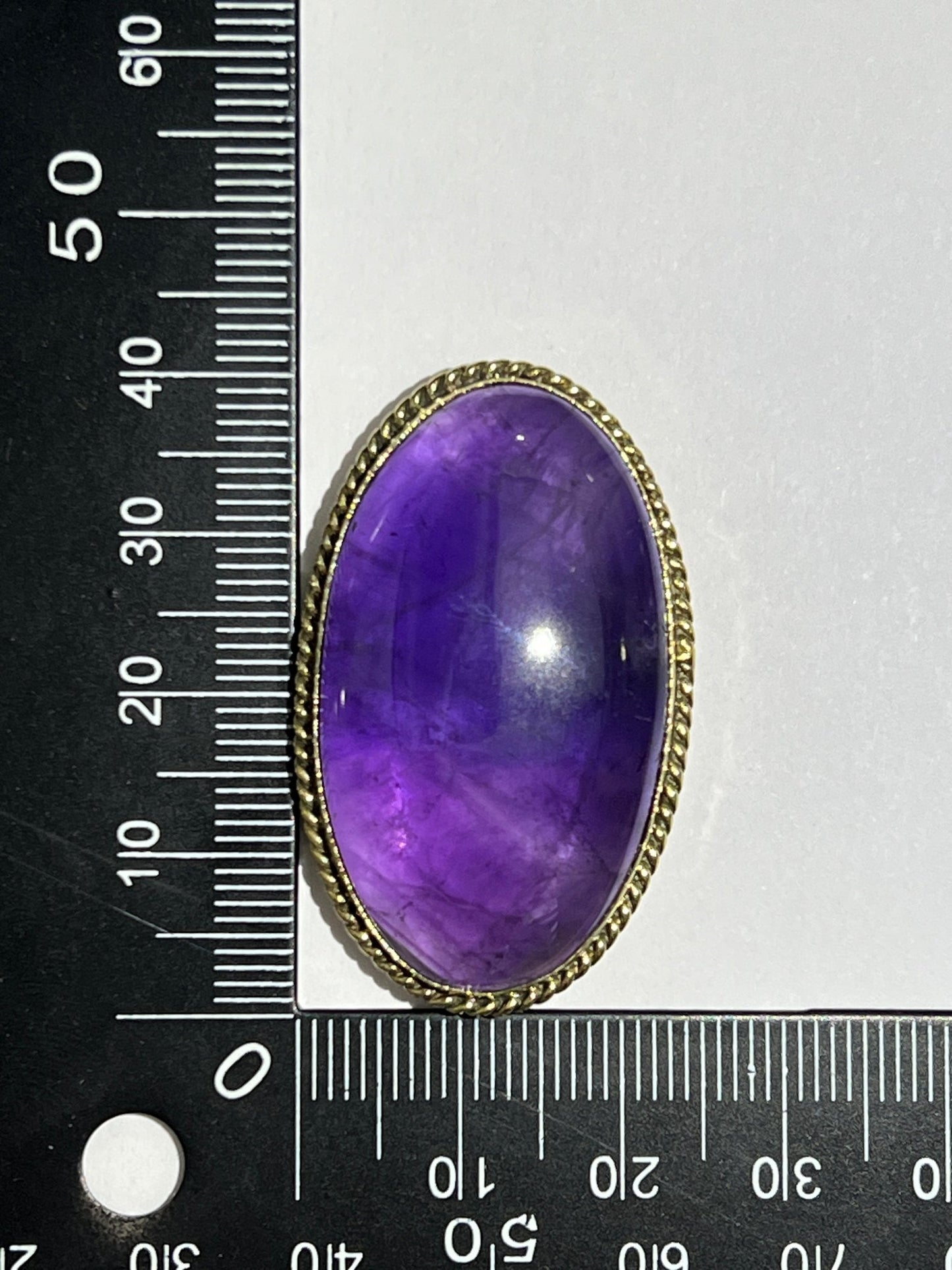 Améthyste sertie doré n°D3 (4cm x 2,3cm) - Solyluna Macramé