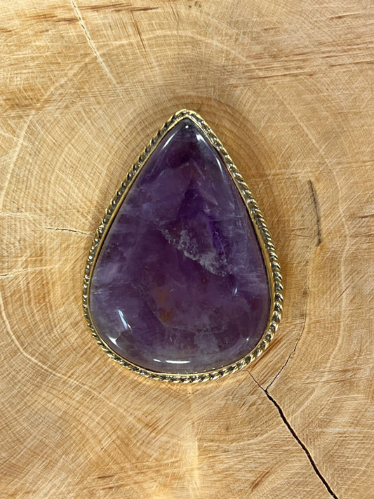 Améthyste sertie doré n°D2 (4,2cm x 3,1cm) - Solyluna Macramé