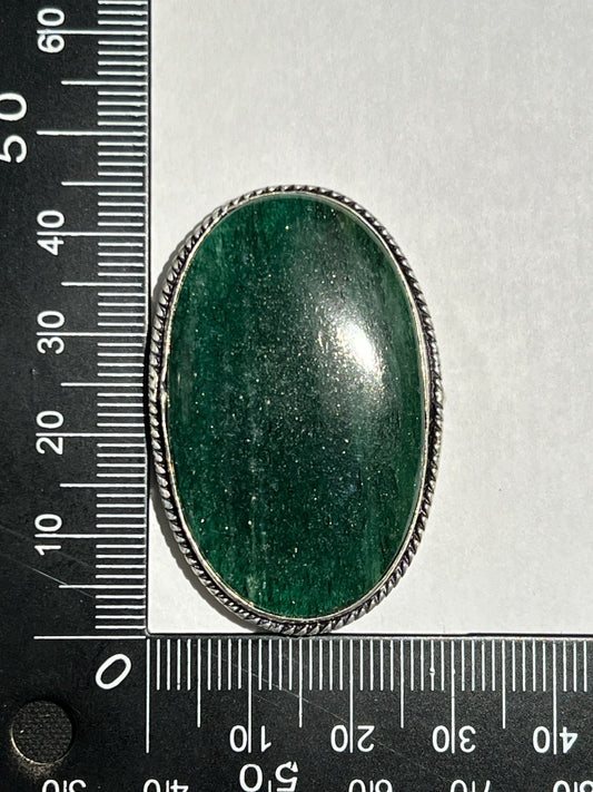 Aventurine sertie argenté n°A2 (4,4cm x 2,9cm) - Solyluna Macramé
