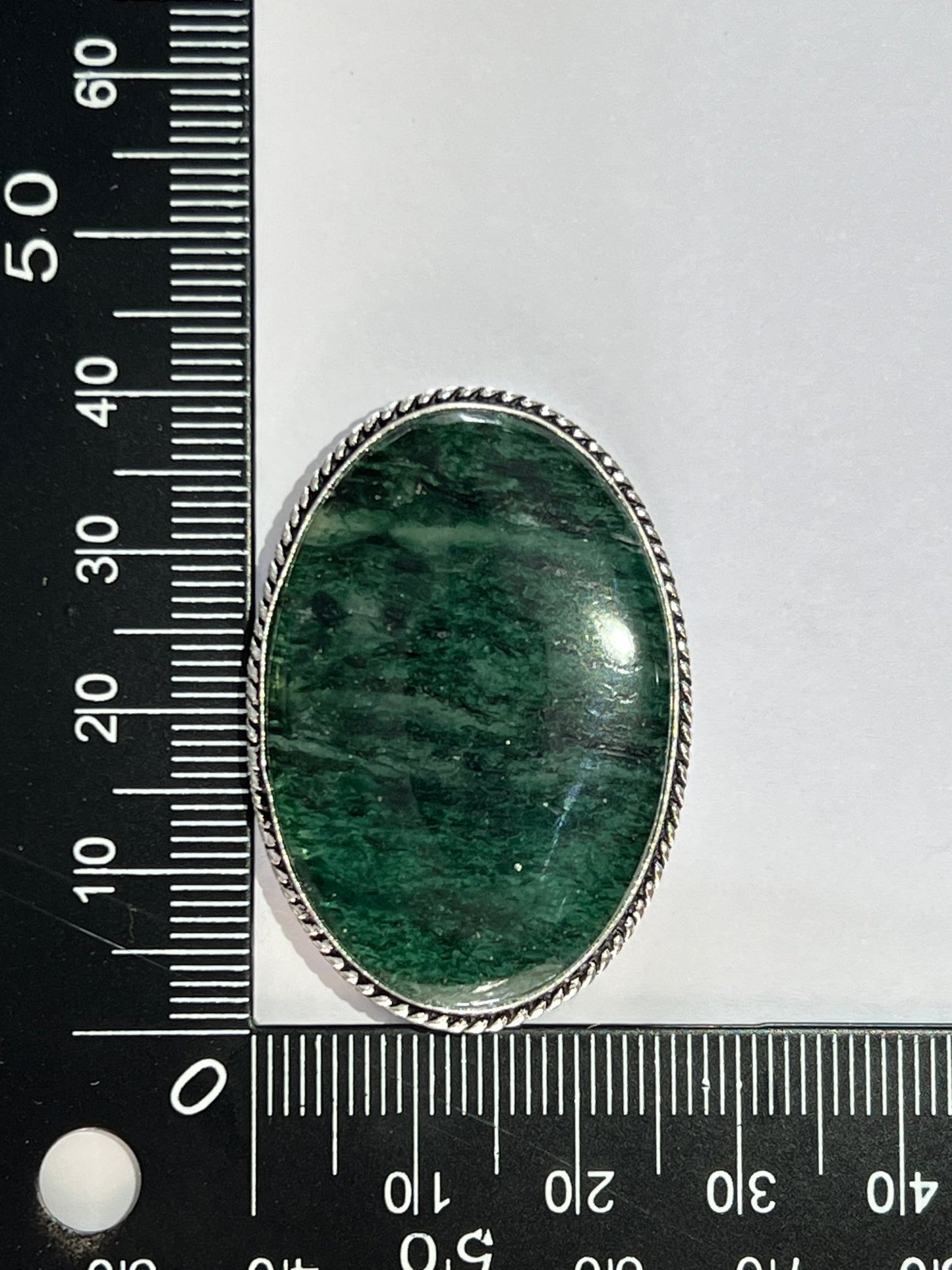 Aventurine sertie argenté n°A1 (3,9cm x 2,7cm) - Solyluna Macramé