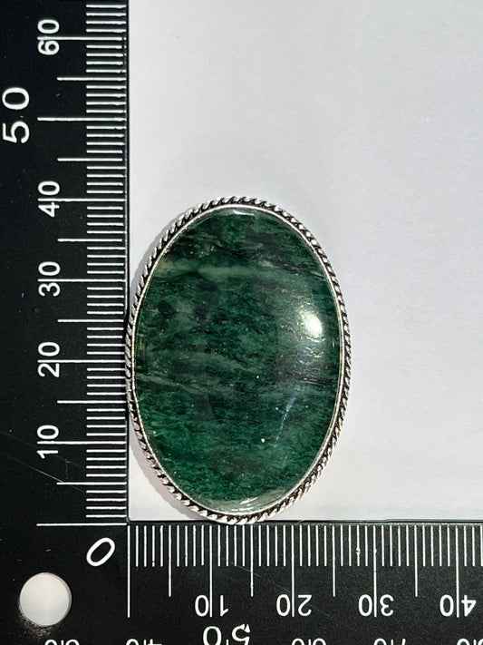 Aventurine sertie argenté n°A1 (3,9cm x 2,7cm) - Solyluna Macramé