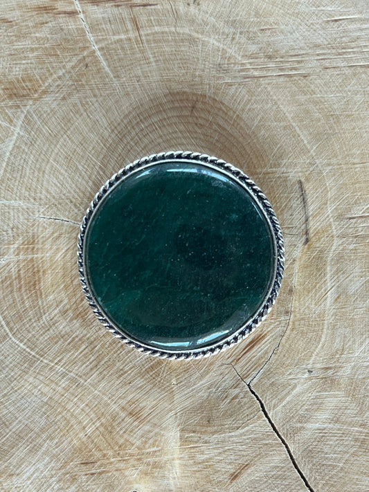 Aventurine sertie argenté n°A2 (3,2 cm x 3,2 cm) - Solyluna Macramé