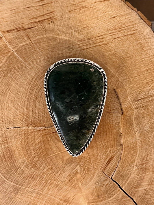 Aventurine sertie argenté n°A2 (3,3 cm x 2 cm) - Solyluna Macramé