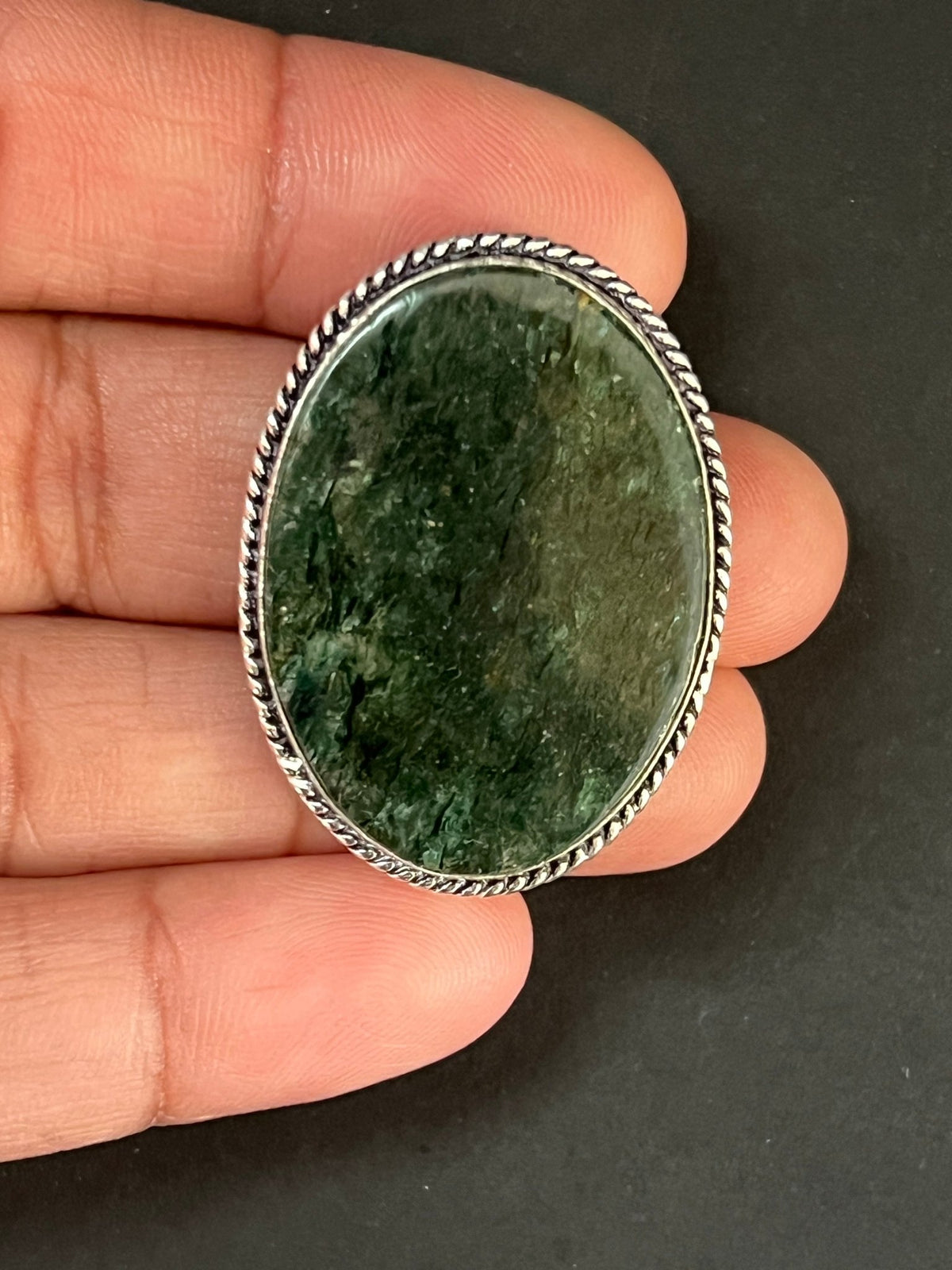 Aventurine sertie argenté n°A2 (3,5 cm x 2,5 cm) - Solyluna Macramé