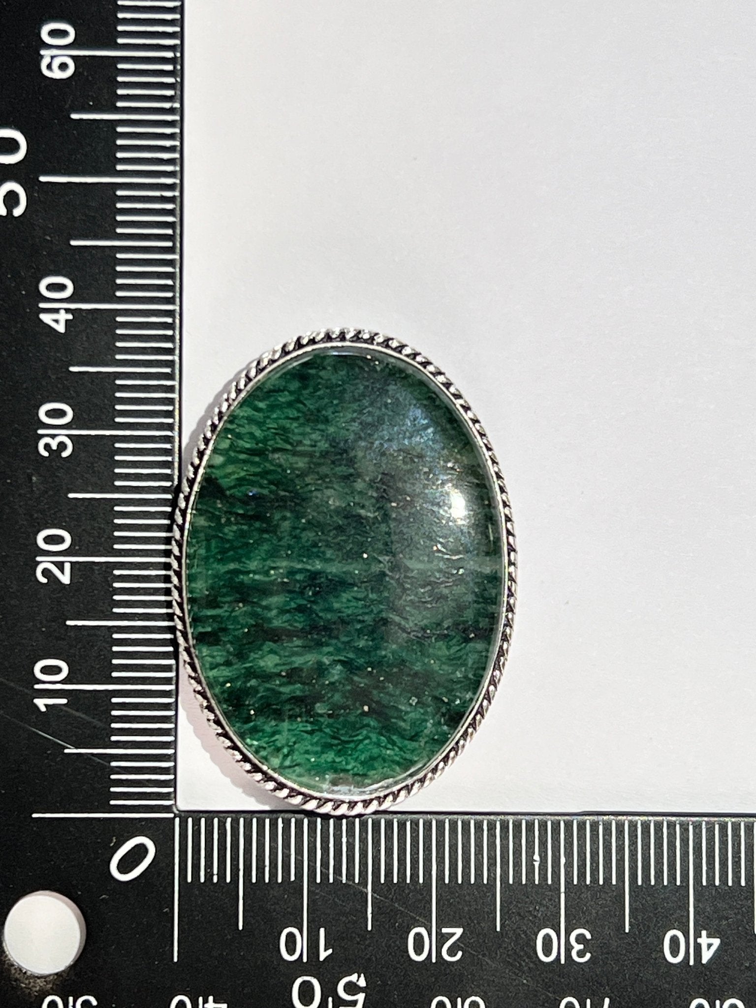 Aventurine sertie argenté n°A3 (3,8cm x 2,6cm) - Solyluna Macramé