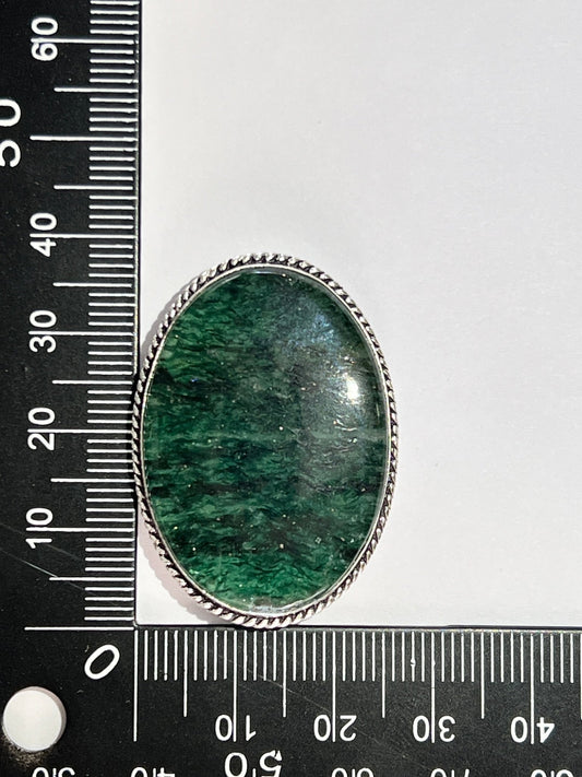 Aventurine sertie argenté n°A3 (3,8cm x 2,6cm) - Solyluna Macramé
