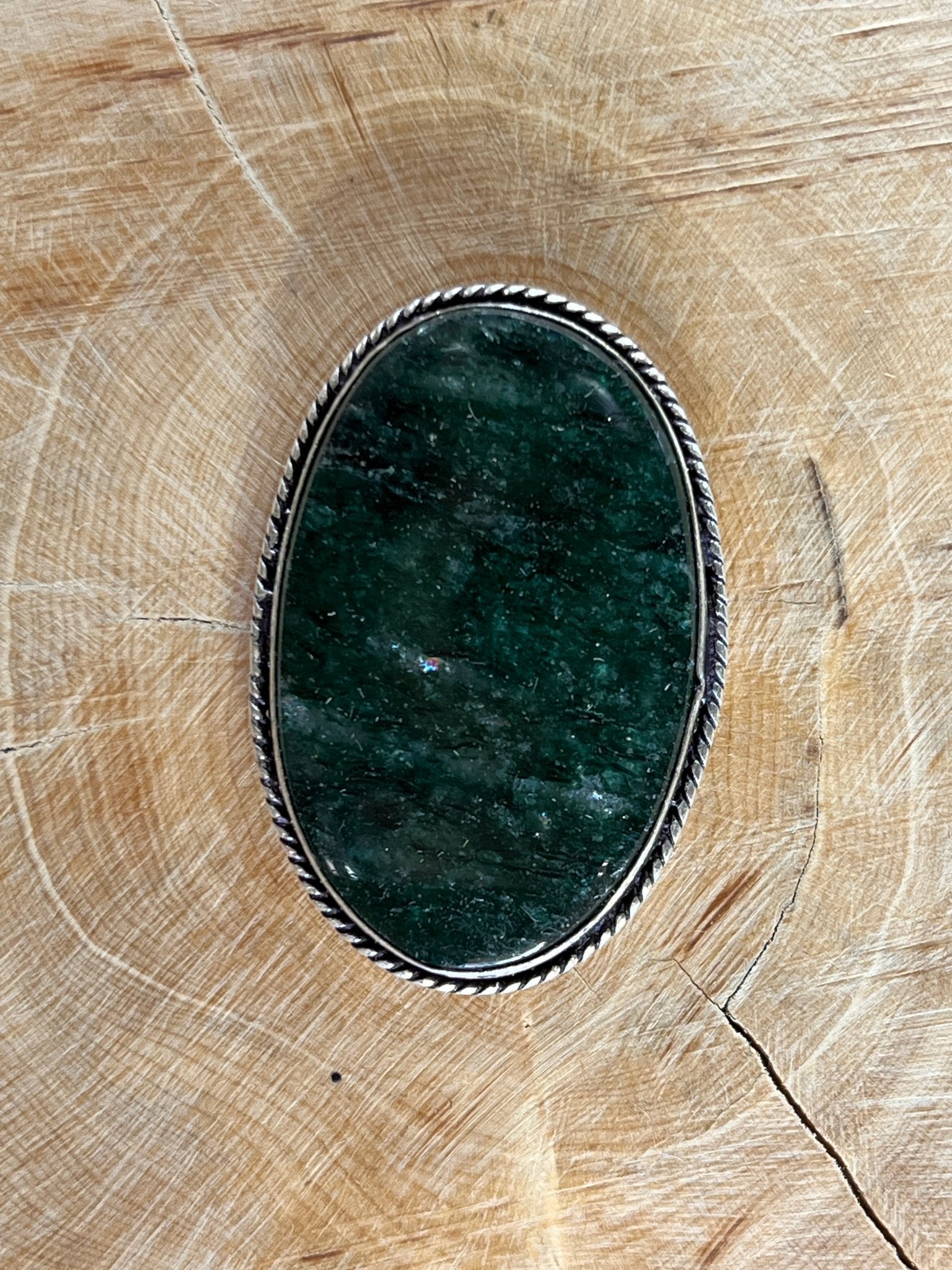 Aventurine sertie argenté n°A3 (4,2cm x 2,9cm) - Solyluna Macramé