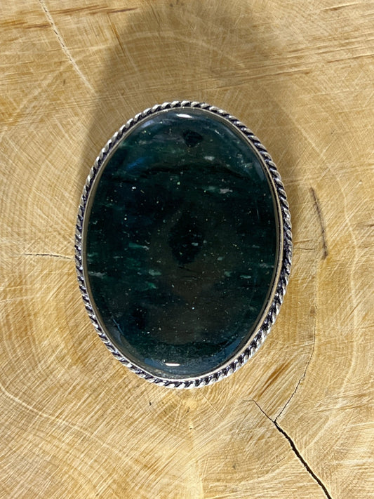 Aventurine sertie argenté n°A3 (4cm x 3,1cm) - Solyluna Macramé