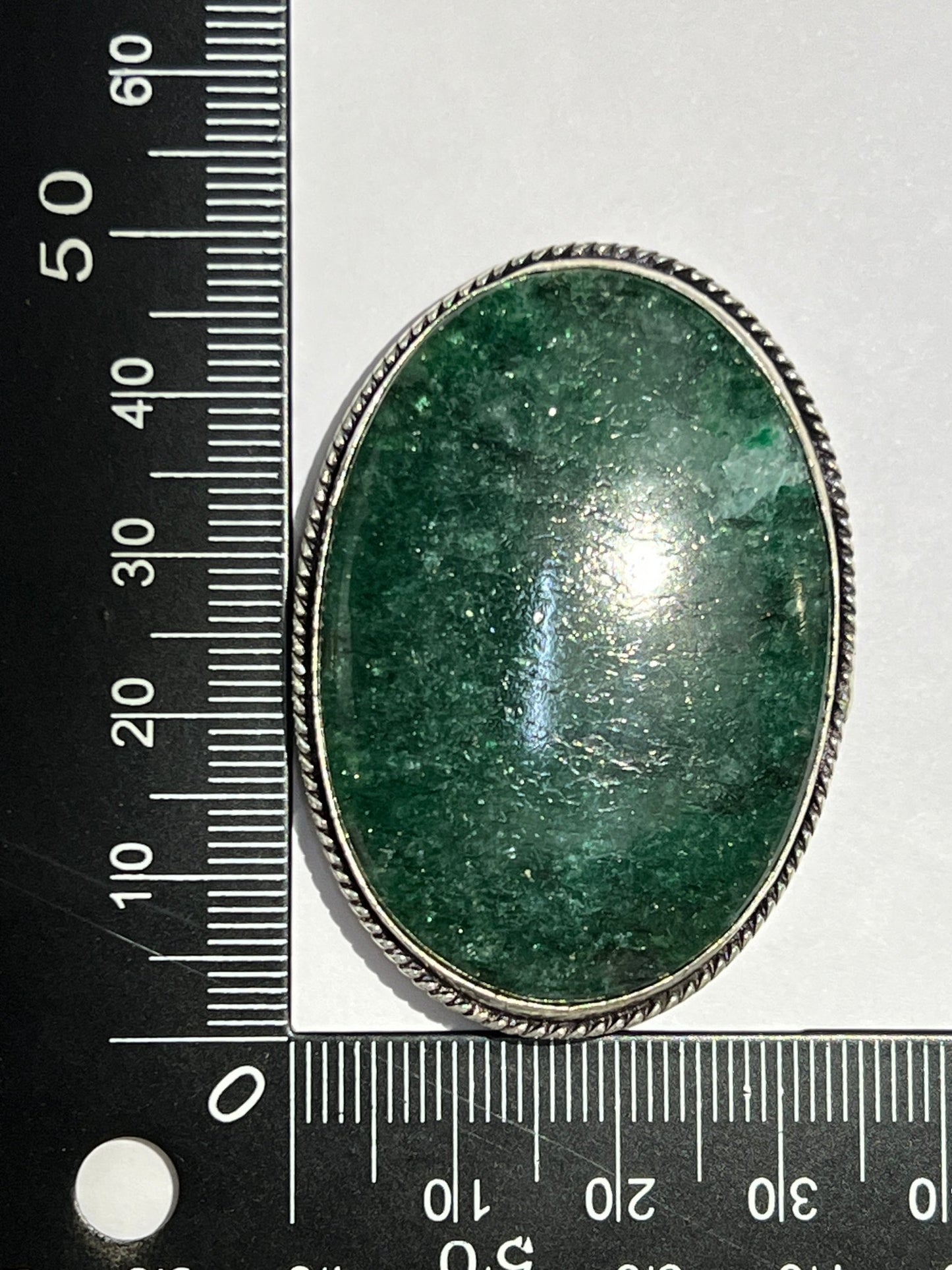 Aventurine sertie argenté n°A4 (4,9cm x 3,45cm) - Solyluna Macramé