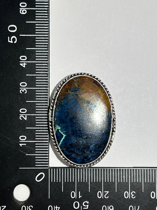Azurite sertie argenté n°A1 (3,5cm x 2,4cm) - Solyluna Macramé
