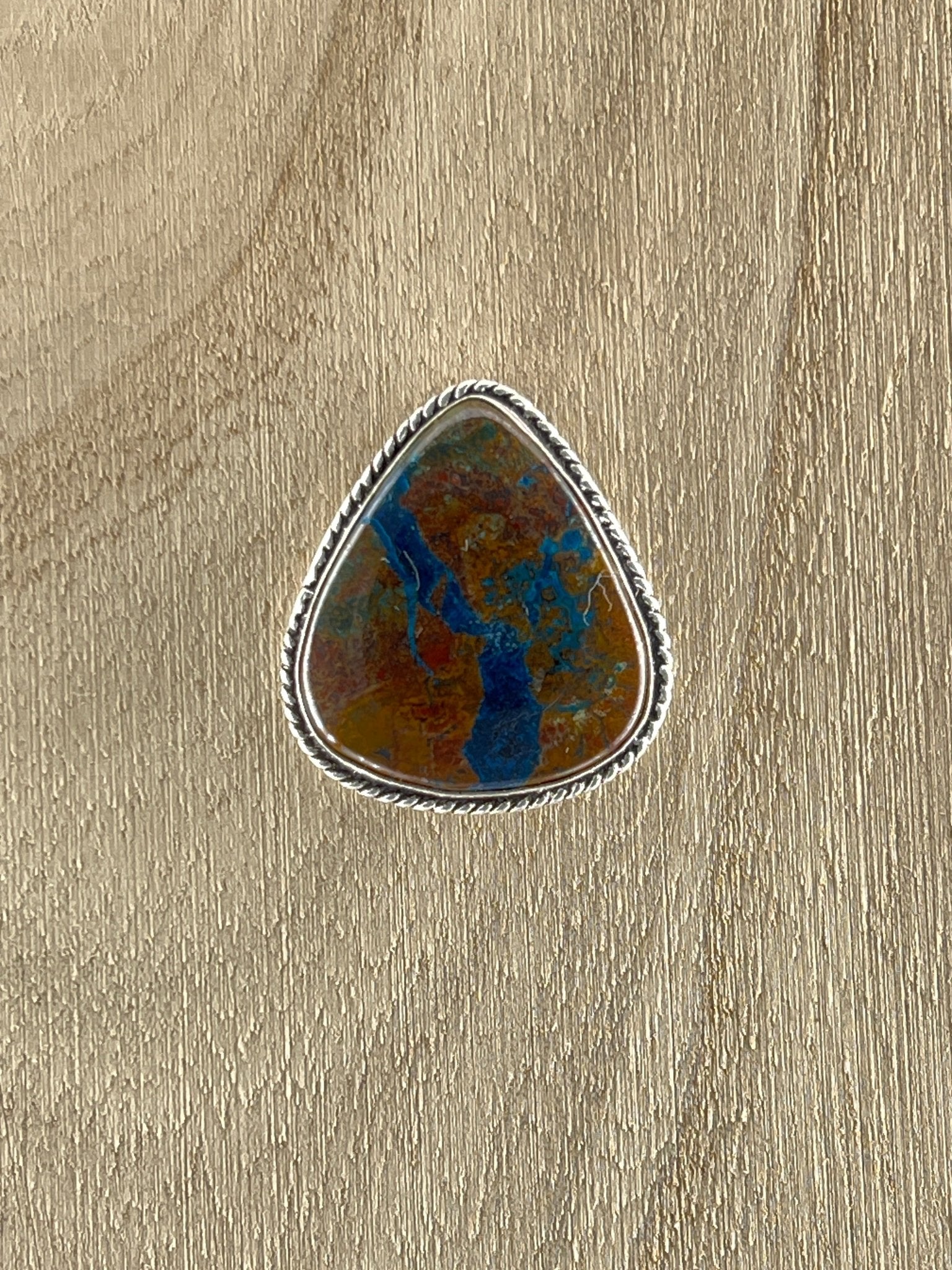 Azurite sertie argenté n°A2 (2,7cm x 2,5cm) - Solyluna Macramé