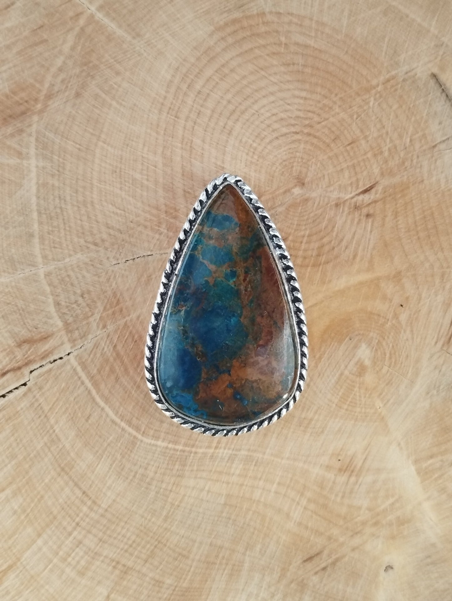 Azurite sertie argenté n°A3 (2,8cm x 1,7cm) - Solyluna Macramé