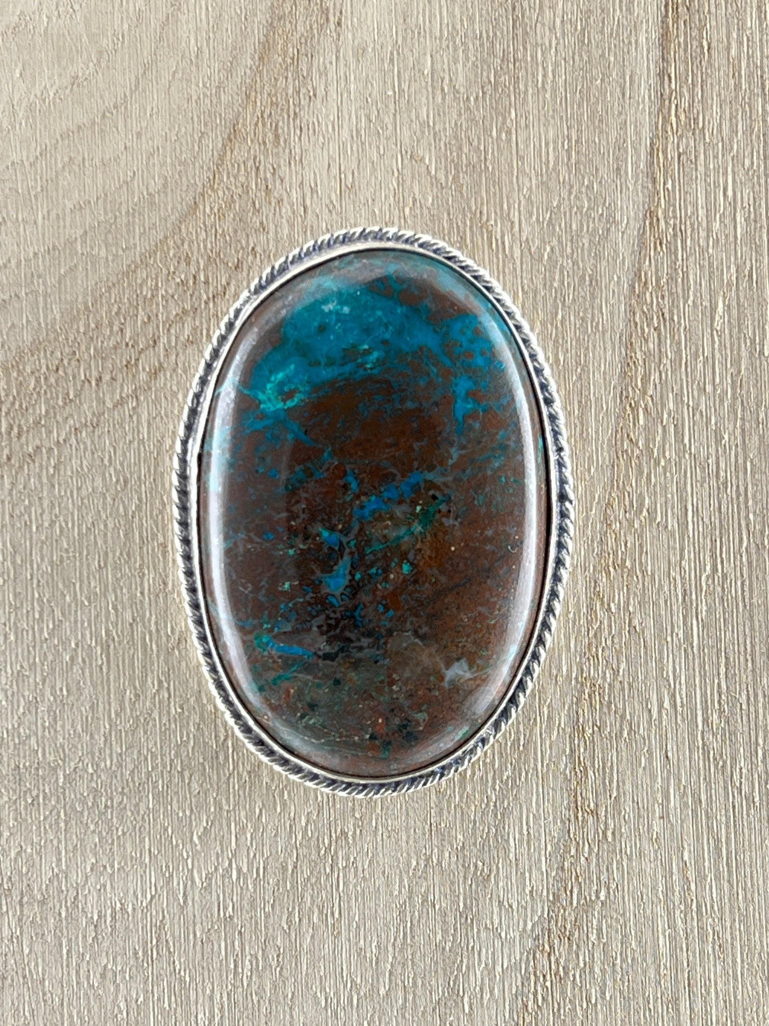 Azurite sertie argenté n°A3 (4,4cm x 3,1cm) - Solyluna Macramé