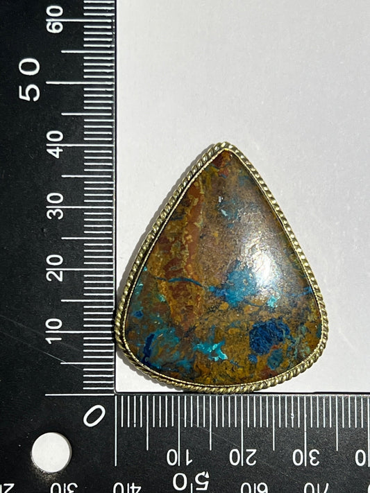 Azurite sertie doré n°D1 (3,9cm x 3,4cm) - Solyluna Macramé