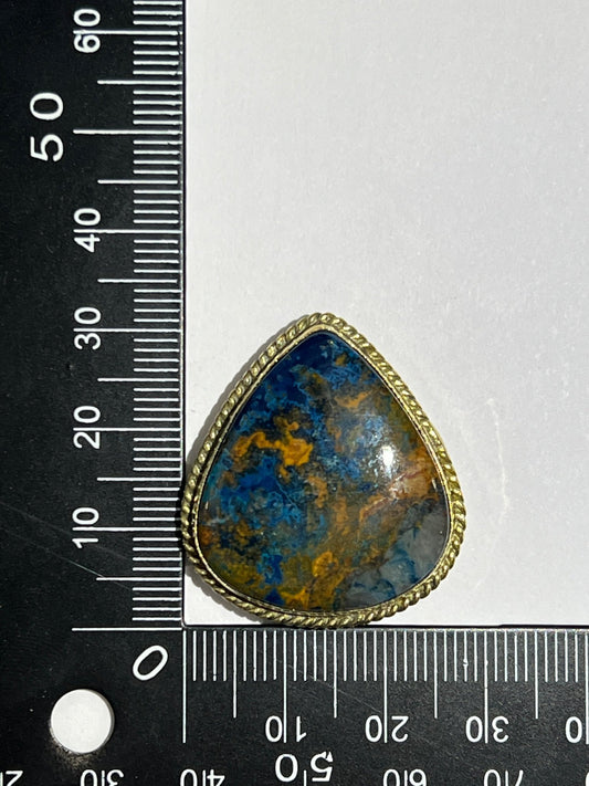 Azurite sertie doré n°D2 (3,2cm x 2,7cm) - Solyluna Macramé